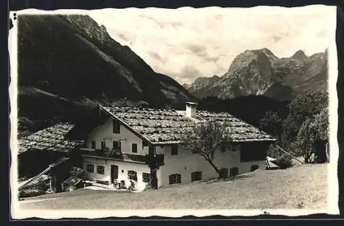 AK Ramsau /Obb., Gasthaus mit Gebirgsblick