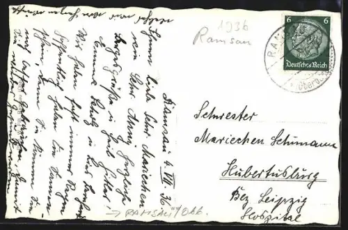 AK Ramsau /Obb., Gasthaus mit Gebirgsblick