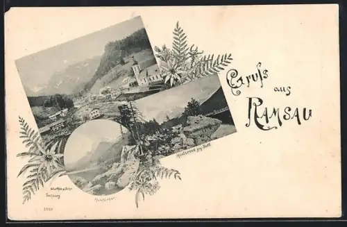 AK Ramsau, Hintersee, Ortsansicht mit Kirche