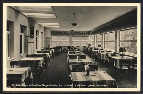 AK Bad Münder a. Deister, Berggasthaus und Pension Ziegenbuche, Neue Veranda, Bes. W. Dolle