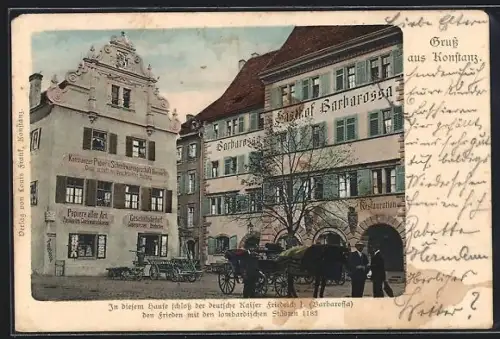 AK Konstanz, Gasthaus Barbarossa, Barbarossaplatz