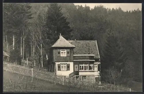 AK Schönmünzach, Wohnhaus am Waldrand