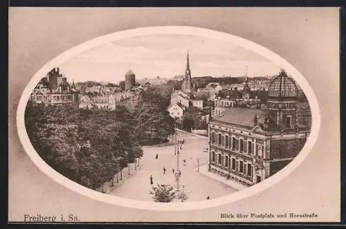 AK Freiberg i. Sa., Blick über Postplatz und Hornstrasse