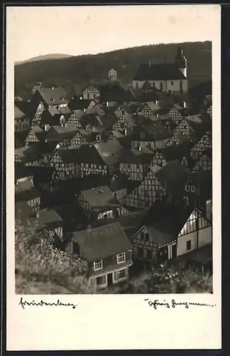 AK Lennep /Rhld., Gesamtansicht, Fachwerkhäuser, Kirche