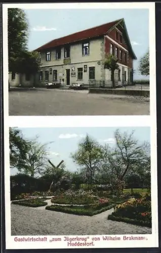 AK Huddestorf, Gasthaus zum Jägerkrug, Inh. Wilhelm Brakmann, Gartenansicht