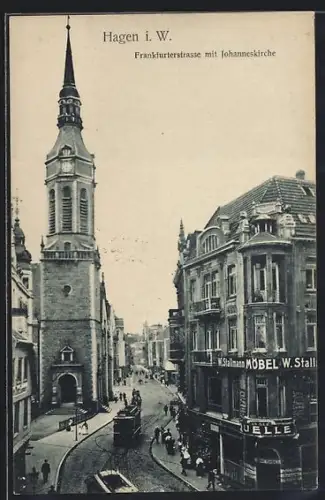 AK Hagen i. W., Frankfurterstrasse mit Johanneskirche
