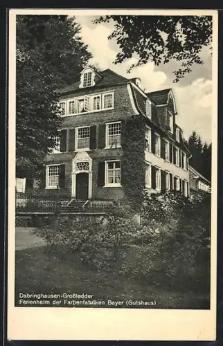 AK Dabringhausen-Grossledder, Ferienheim der Farbenfabriken Bayer, Gutshaus