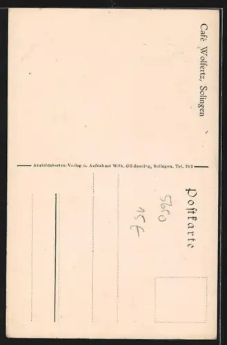 AK Solingen, Café Wolfertz, Innenansicht