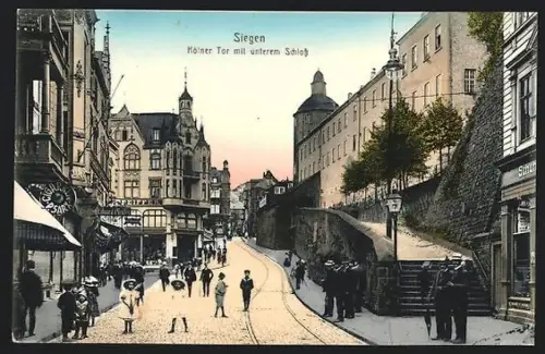 AK Siegen, Kölner Tor mit unterem Schloss