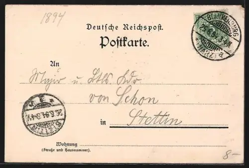 Vorläufer-Lithographie Wendefurth, 1894, Panorama mit Strassenpartie