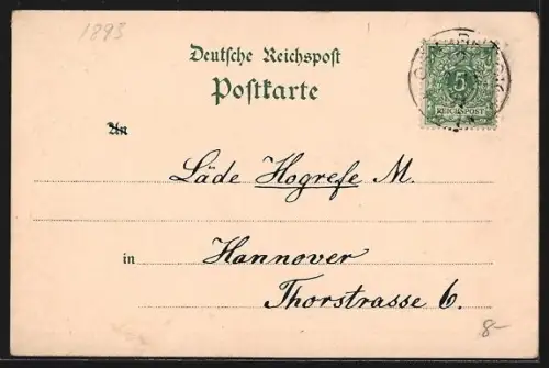 Lithographie Osnabrück, Rathaus, Marienkirche, Handelsschule