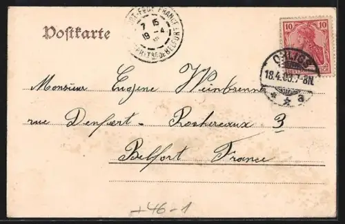 AK Ohligs, Strassenpartie mit Strassenbahn vom Bahnhof gesehen