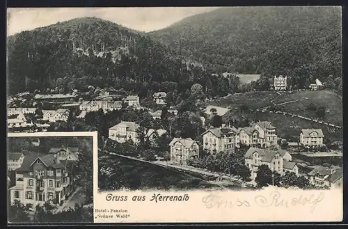 AK Herrenalb, Hotel-Pension Grüner Wald, Teilansicht