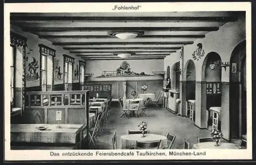 AK Taufkirchen / München-Land, Cafe Fohlenhof, Innenansicht