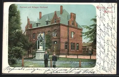 AK Soltau, Postamt mit Krieger-Denkmal