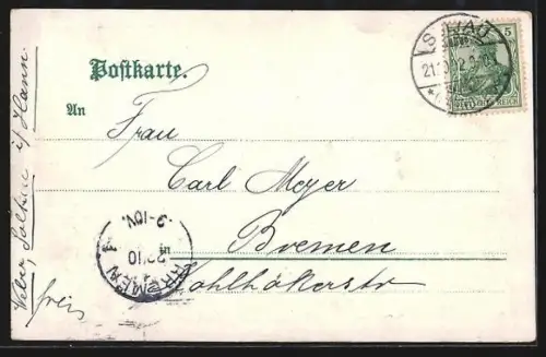 AK Soltau, Postamt mit Krieger-Denkmal