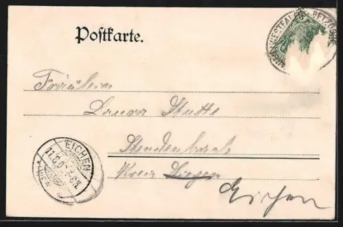 AK Burbach i. W., Hotel zum Bahnhof, Teilansicht mit Kirche