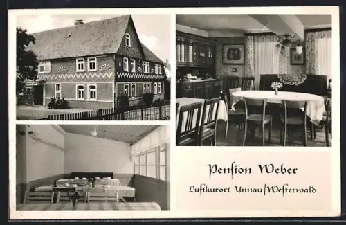 AK Unnau /Westerwald, Pension Weber, Innenansichten