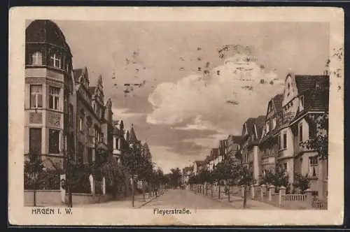 AK Hagen i. W., Fleyerstrasse mit Anwohnern