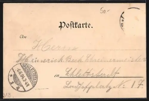 Lithographie Offenburg, Konditorei-Cafe Petzold und Evangelische Kirche