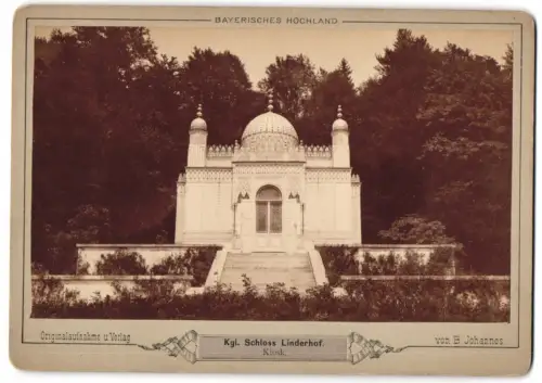 Fotografie B. Johannes, Ansicht Ettal, Blick nach dem Schloss Linderhof, der Kiosk