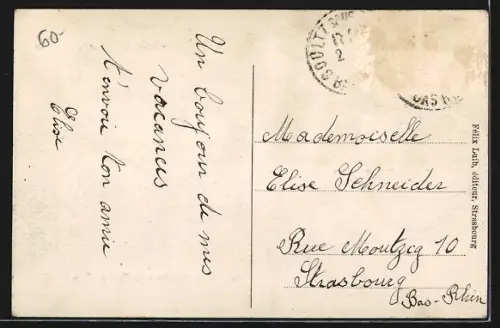 AK Soultz-sous-Forêts, Vue générale et épicerie Fred. Huterich