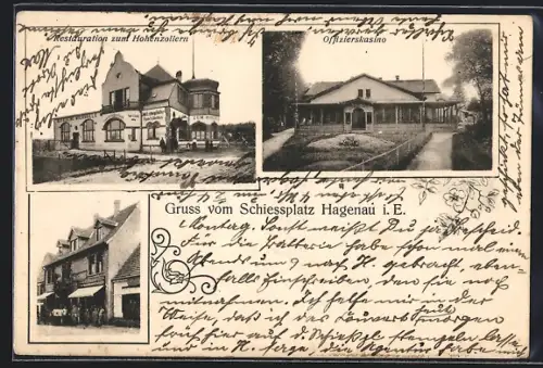 AK Hagenau i. E., Schiessplatz Restaurant zum Hohenzollern, Offizierskasino