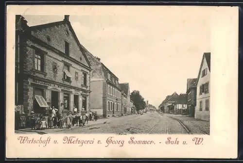 AK Sulz u. W., Gasthaus und Metzgerei von Georg Sommer