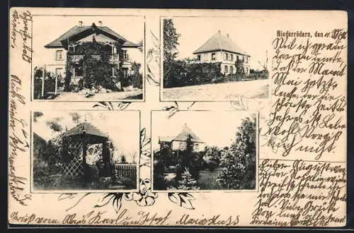 AK Niederrödern, Vues de maisons et jardins avec décoration florale