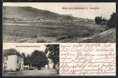 AK Neuweiler b. Zabern, Bahnhof-Restaurant Mertz, Blick nach Herrenstein