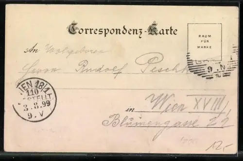 Lithographie Graz, Ansicht der Schlossberg-Bahn, Ansicht der Universität, Hilmwarte