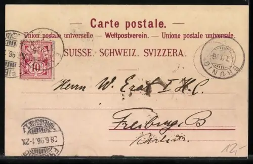 Lithographie Brünig, Brünig-Bahn, Brünig-Strasse, Kurhaus, Bahnhof