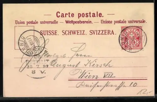 Lithographie Brünig, Kurhaus, Brünig-Strasse, Brünig-Bahn