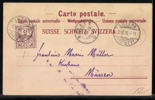 Lithographie Brünig, Brünig-Bahn, Bahnhof, Kurhaus, Brünig-Strasse