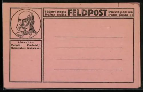 AK Feldpostkarte mit einem Porträt von Kaiser Franz Josef I. von Österreich