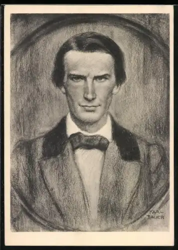 Künstler-AK Wilhelm Raabe im 30. Lebensjahr