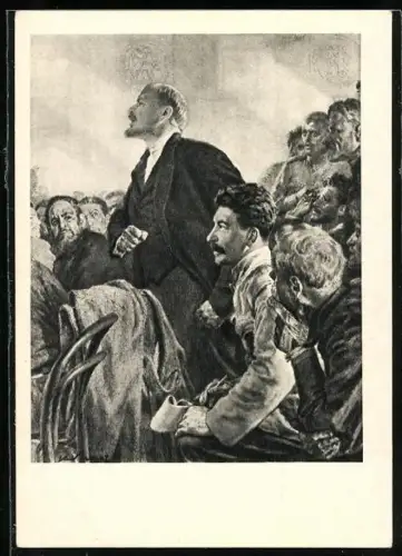 Künstler-AK Lenin stehen im Porträt