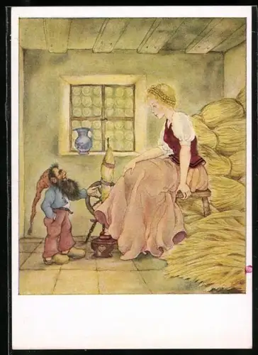 Künstler-AK Brünhild Stahl-Schlötter: Rumpelstilzchen in der Kammer