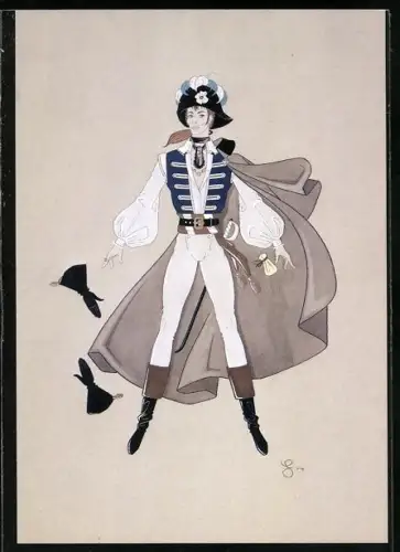 Künstler-AK Kostümentwurf von Helmut Holger für Die Montagsmäuler 1979