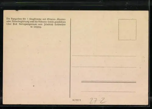 Lied-AK Anton Günther NR 19: Bleibn mer noch a wing do!, Liednoten und Text