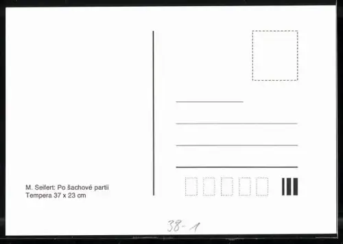 Künstler-AK Oberwart, 20. Internationales Open-Schachturnier 1998, Schachbrett auf einem Tisch