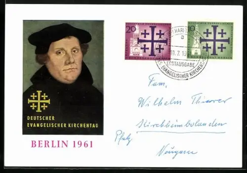 AK Berlin, Deutscher Evangelischer Kirchentag 1961, Porträt Martin Luther