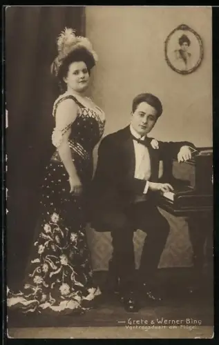 AK Grete und Werner Bing, Vortragsduett am Flügel