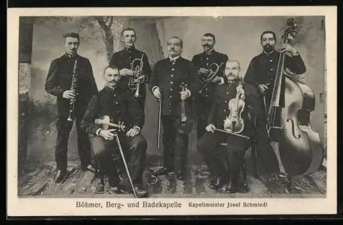 AK Böhmer, Berg- u. Badekapelle mit Instrumenten vor Waldkulisse