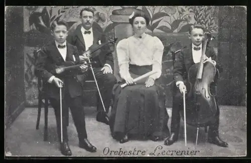 AK Orchestre Lecrenier, Musiker mit Geige u. Cello