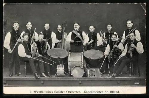 AK Westfälisches Solisten-Orchester mit Kapellmeister F. Iffland u. Instrumenten