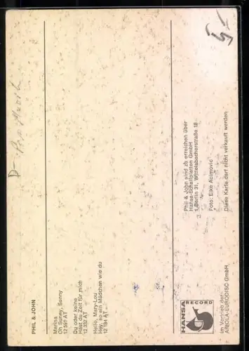 AK Musiker Phil & John lächelnd im Porträt, Autograph