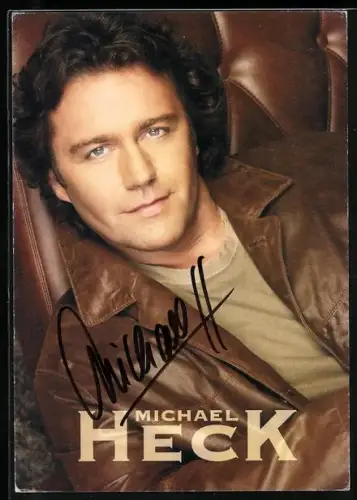 AK Musiker Michael Heck in brauner Lederjacke, Autograph