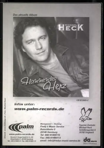 AK Musiker Michael Heck in brauner Lederjacke, Autograph