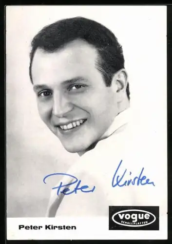 AK Musiker Peter Kirsten lächelnd im Porträt, Autograph